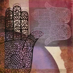 Safaary - Oosterse schilderij Mehndi hands Malay Lila - 50x50 CM