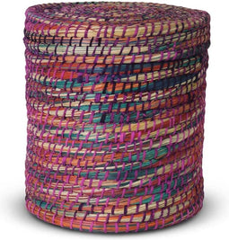 Safaary - Opbergmand met Deksel van Zeegras Fuchsia Rond - 30x30 CM