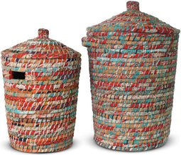 Safaary - Opbergmanden met Deksel van Zeegras 2-delig Vrea