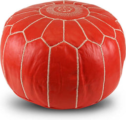 Safaary - Poef Leer Koraal Rond - 50x50 CM