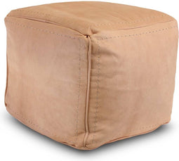 Safaary - Poef Leer Licht Naturel Vierkant - 45x45 CM