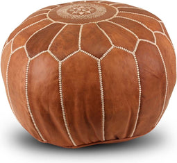 Safaary - Poef Leer Turquoise Rond - 50x50 CM