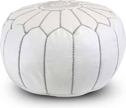 Safaary - Poef Leer Wit Rond - 50x50 CM