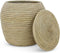 Safaary - Rieten Mand met Deksel van Zeegras Naturel XL - 48x48 CM