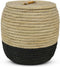 Safaary - Rieten Mand met Deksel van Zeegras Naturel-Zwart - 46x46 CM
