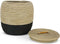 Safaary - Rieten Mand met Deksel van Zeegras Naturel-Zwart - 46x46 CM