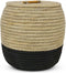 Safaary - Rieten Mand met Deksel van Zeegras Naturel-Zwart - 46x46 CM