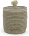 Safaary - Rieten Mand van Zeegras Natural-Wit Pompom-Ø 21 x 27cm