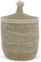 Safaary - Rieten Mand van Zeegras Natural-Wit Pompom-Ø 21 x 27cm