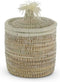 Safaary - Rieten Mand van Zeegras Natural-Wit Pompom-Ø 21 x 27cm