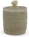 Safaary - Rieten Mand van Zeegras Natural-Wit Pompom-Ø 31 x 37cm