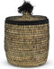 Safaary - Rieten Mand van Zeegras Natural-Zwart Pompom-Ø 31 x 37cm
