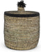 Safaary - Rieten Mand van Zeegras Natural-Zwart Pompom - Ø 41 x 56cm