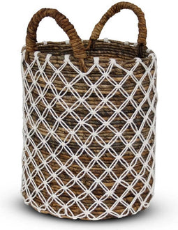 Safaary - Rieten Mand van Zeegras Wit-Naturel Bali-Ø 29 x 35cm