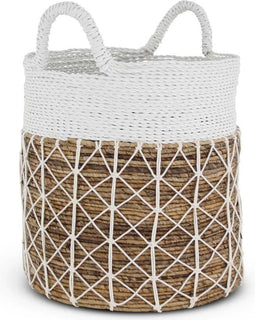 Safaary - Rieten Mand van Zeegras Wit Vlecht Bali-Ø 40 x 44cm