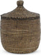 Safaary - Rieten Manden met Deksel van Zeegras Naturel-Zwart-Ø 30 x 43cm