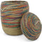 Safaary - Rieten Opbergmand met Deksel van Zeegras Multi Rond - 36x36 CM