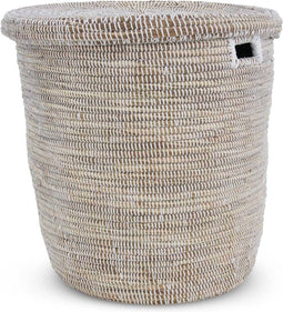 Safaary - Rieten Opbergmand met Deksel Zeegras Wit XL - 50x50 CM