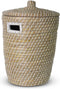 Safaary - Rieten Wasmand met Deksel van Zeegras Naturel - 30x30 CM
