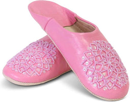 Safaary - Sloffen Leer Roze Pailletten - Maat 38