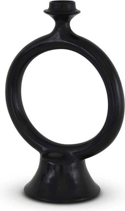 Safaary - Tadelakt Ring Kandelaar Rond Zwart - 20x11 CM