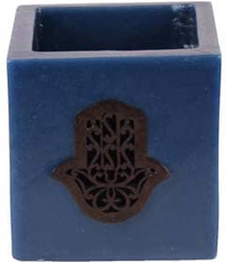 Safaary - Theelichthouder Kaars Blauw Ø 12 x 12cm-Hand patroon