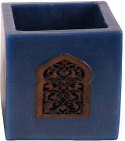 Safaary - Theelichthouder Kaars Blauw Ø 12 x 12cm-Poort patroon