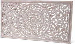 Safaary - Wandpaneel Houtsnijwerk Bangladesh Wit 90 x 50cm