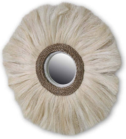 Safaary - Wandspiegel Raffia Wit Ø 40cm