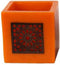 Safaary - Waxinelichthouder Oranje Ø 12 x 12cm-Vierkant patroon