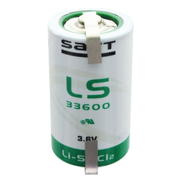 SAFT LS33600 lithium battery 3.6V Primary with soldering lug U-shape