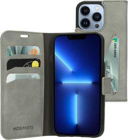 Mobiparts iPhone 13 Pro - Classic Wallet Case - Ruimte voor pasjes - Granite Grey