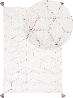 SAKARYA - Shaggy vloerkleed - Wit - 140 x 200 cm - Katoen