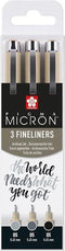 Sakura Pigma Micron 05 fineliner set | 3 pennen, zwart & grijs