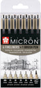 Sakura Pigma Micron fineliners set - 6 fineliners + 1 Pigma penseel
