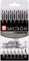 Sakura Pigma Micron fineliners set - 6 fineliners + 1 Pigma penseel