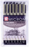 Sakura Pigma Micron fineliners set - 6 fineliners + 1 Pigma penseel