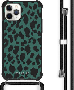 iMoshion iPhone 11 Pro Max - Hoesje met Koord - Verstelbaar Koord Zwart / Meerkleurig / Groen / Panterprint