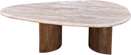 Salontafel Akira Ovaal Marmer met houten poten 110x60 cm