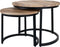 Salontafel Alex - Set van 2 - ø42,5 cm + ø57,5 cm - Hout/Metaal - Zwart frame - Industriële look - Bijzettafel