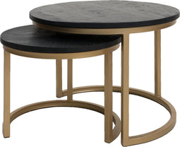 Salontafel Bart - Set van 2 - Zwart blad - Goud onderstel