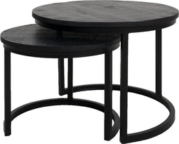 Salontafel Bart - Set van 2 - Zwart blad - Zwart onderstel