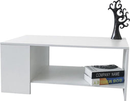 Salontafel - bijzet tafel met opbergruimte - wit