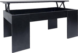 Salontafel bijzettafel opklapbaar tafelblad met veel opbergruimte zwart