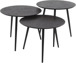 Salontafel Calgary set van 3 rond metallic - Grijs
