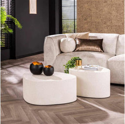 Salontafel Carrara set van 2 driehoekig Marmer composiet - Wit