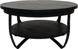 Salontafel Cilamon - 90 cm - Zwart blad - Zwart onderstel