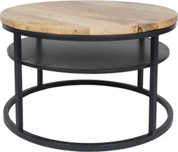 Salontafel Delhi - Rond - 70 cm - Mangohout - Metaal