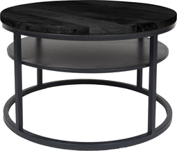 Salontafel Delhi Zwart Mangohout Rond 43 x ø70 cm