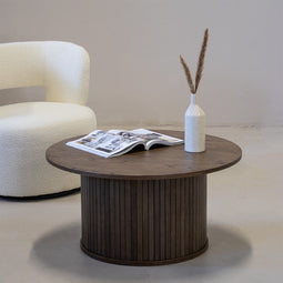Salontafel Eikenhout Donkerbruin - 90x90x45 cm - Tafel Nola - Giga Living